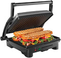 Chefman Panini Press Grill and Gourmet Sandwich Maker Non-Stick Coated Plates, Opens 180 Degrees to Fit Any Type or Size of Food, Stainless Steel Surface and Removable Drip Tray, 4 Slice, Black by Chefman