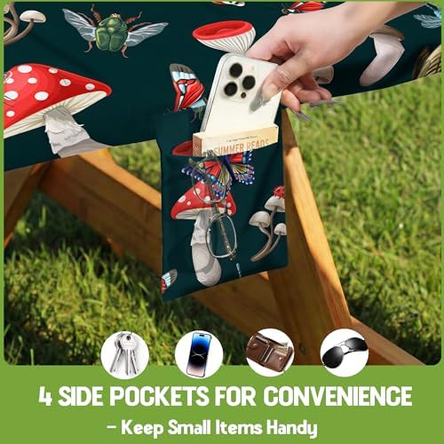 Picnic Table Cover with Bench Covers Elastic Tablecloth Camping Essentials Table Cloth Outdoor Glamping Cool Fun Unique Ideas Birthday Camping Gifts for Mother Mama Mommy Mom from Daughter Son Black - Image 5