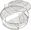 3 Tier 5 Piece Replacement Kit for Large Big Green Egg Accessories,Stainless Steel Grill Stack Rack with Removable Cooking System,BBQ Grill Basket Grill Expander Rack Ultimate Set Fit L BGE by KAMaster