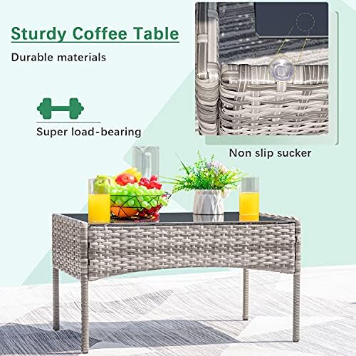 Greesum Patio Furniture 4 Pieces Conversation Sets,Gray and Beige - Image 6