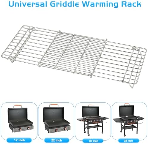CANDANA Griddle Warming Rack for Blackstone 17 22 28 36 Inch Adjustable Upper Grid Shelf for Weber Pit Boss Nexgrill Charbroil and Most Tabletop Flat Top Grill Parts BBQ Accessories - Pack of 2 - Image 6