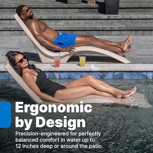 Step2 Vero Pool Lounger, in-Pool Chaise Lounge Chair for Tanning Ledges up to 12 in, Outdoor Patio Chair, Weighted, Earthy Tan w/Speck - Image 4