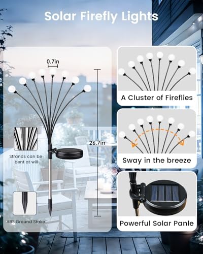 OZS 12 Pack 96 LED Solar Garden Lights, Solar Firefly Lights Outdoor - Image 5