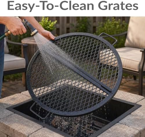 Sunnydaze Round Folding Camping Grill Grate - Portable Foldable Campfire Cooking Grate for Fire Pit - Heavy-Duty Black Steel with Handles for Outdoor Backyard BBQ - 36" Diameter - Image 3