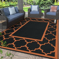 GENIMO Outdoor Rug, Waterproof Plastic Rugs for Patio, 6'x9' Black Orange by GENIMO