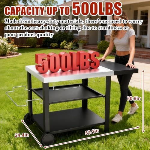 Outdoor Kitchen Island Cart with Side Table - Image 3