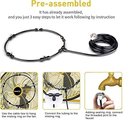Outdoor Misting Fan Kit for a Cool Patio Breeze,Water Mister Spray for Cooling Outdoor,26FT (8M) Misting Line + 5 Brass Mist Nozzles + a Brass Adapter(3/4) Fit to Any Outdoor Fan - Image 6