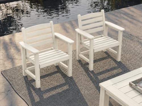 Patio Dining Chairs Set of 2, All-Weather HDPE Outdoor Dining Chair with High Back, Stackable Heavy Duty 400 lbs Lawn Armchair for Backyard Deck Porch Table, White by PatioKingdom