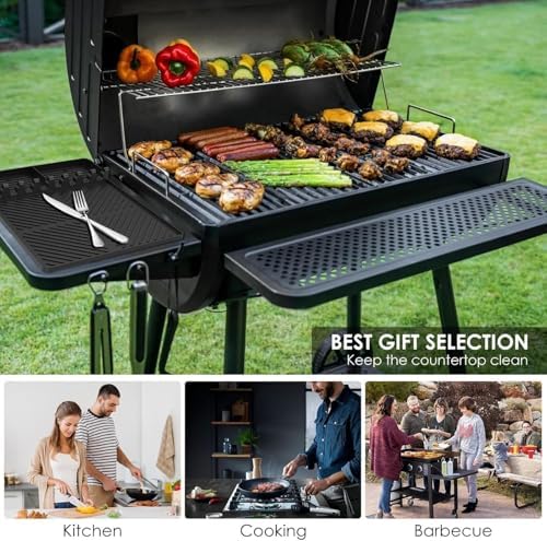Silicone Griddle Tool Mat for Blackstone, Heat Resistant Side Shelf Mat with Drip Pad – BBQ Grill Accessories for Outdoor Grill, Kitchen Counter, Spatula Holder, Cooking Organizer (2, Black) - Image 7