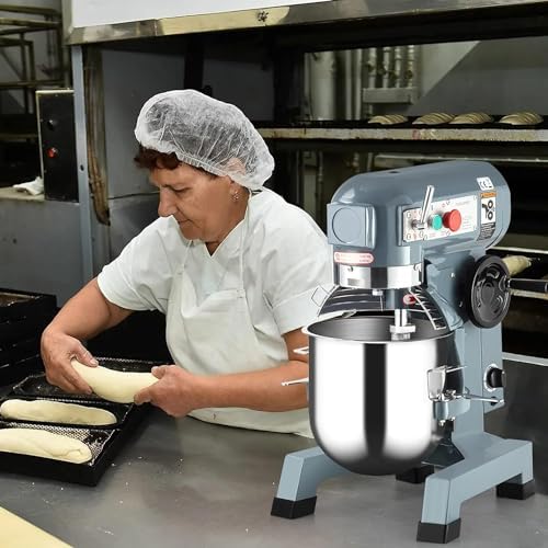Commercial Food Mixer, 20Qt Commercial Dough Mixer, 1100W Stainless Steel Bowl Heavy Duty Food Mixer with 3 Speeds Adjustable, Dough Hook Whisk Beater Included, Perfect for Bakery Pizzeria - Image 4