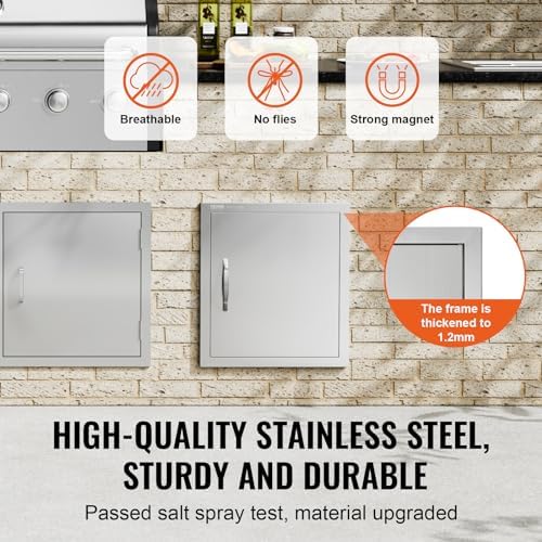 VEVOR BBQ Access Door - 18W x 20H Inch Stainless Steel Vertical Door for Grilling Station - Image 3