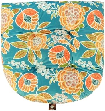 Outdoor Patio Cushion, Rocking Chair Cushion, Tufted Pads, Set of Upper and Lower with Ties Pack of 2 (2 Sets) - Back 20"×17", Seat 17"×17" (Green Bottom Flowers) - Image 4