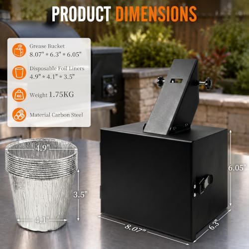 Auropeak Grease Bucket with Lid for Pellet Grill, Enclosed Drip Bucket - Image 7