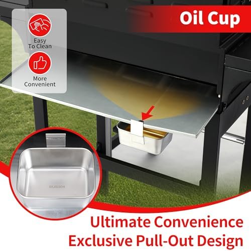 Griddle Grill Combo, 4 Burner Propane Gas and Charcoal Grill Combo with Side Burner, Outdoor BBQ Grill with Cast Iron Grates & Prep Space for Backyard Patio - Image 4