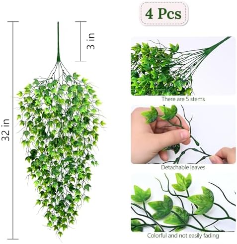 Waipfaru Artificial Hanging Ivy for Outdoors, 4pcs Faux Vines Greenery - Image 4