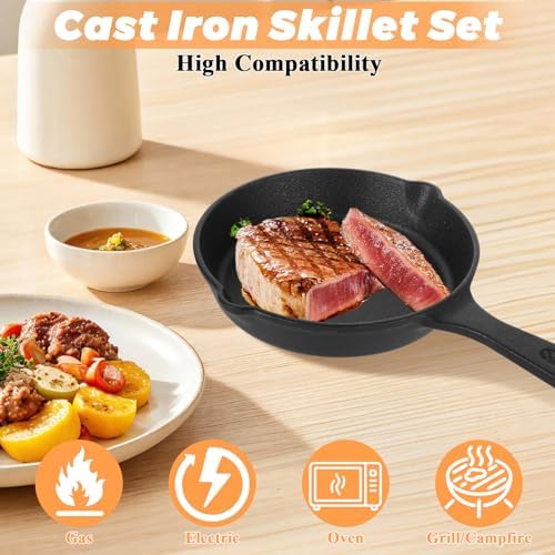 QTLCOHD 4 Pcs Cast Iron Skillet Set, 6.3 Inch - Image 6