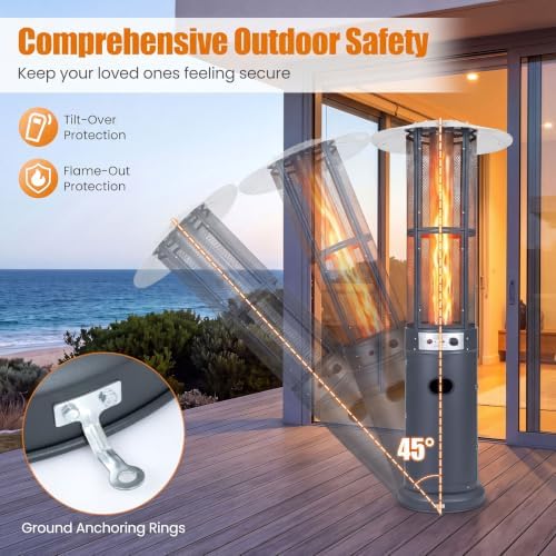 Tangkula Propane Patio Heater with Wheels, Easy Ignition, 34,000 BTU - Image 3