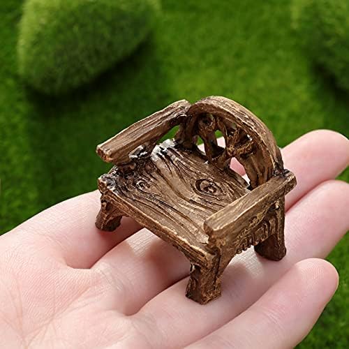 Skylety 12 Pieces Garden Furniture Ornaments Miniature Table and Chairs Set Village Micro Resin Bench Chair for Fairy Garden Accessories Home Micro Landscape Decor(Cute Style) - Image 3