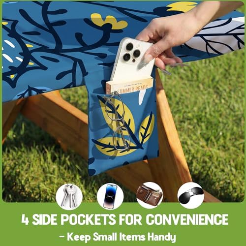 Picnic Table Cover with Bench Covers Waterproof Elastic Rectangle Tablecloth Camping Essentials Supplies Rv Car Travel Gear Must Haves Accessories Fitted Table Cloth Outdoor Road Trip Camper Gifts 6ft - Image 5