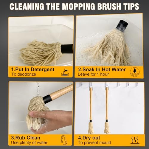 Walfos BBQ Mop Brushes for Sauce, Grilling Basting Mop Wooden Long Handle with 3 Heads, for Grilling, Barbecue, Smoking Steak (18") - Image 7