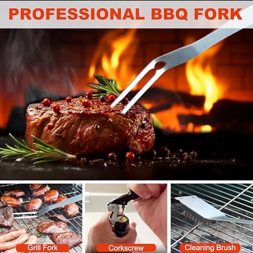 Grilljoy BBQ Accessories Grill Tools Set - 22PCS Stainless Steel Barbecue Grill Accessories for Outdoor Grill with Black Aluminum Case - Christmas Grilling Gifts for Men & Dad -Grill Tools Kit - Image 6