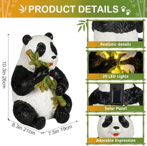 10.3 Inch Large Solar Garden Panda Statue - Image 4