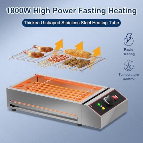 GarveeHome Electric Indoor Grill, 1800W Commercial Portable BBQ Grill Smokeless Countertop Grill with Removable Griddle, Stainless Steel, for Restaurant Home Camping Party Picnic - Image 3