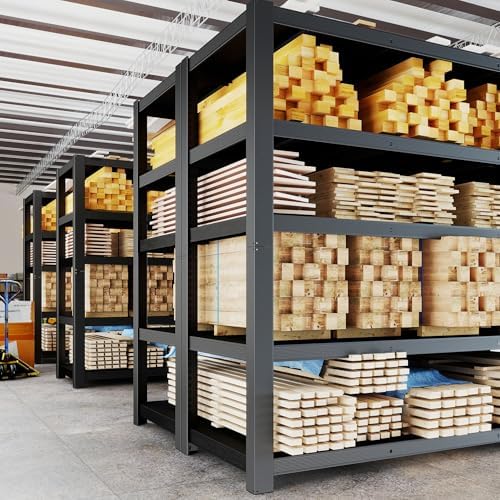 84" H 5-Tier Heavy Duty Storage Shelves, 3000LBS Capacity Adjustable Metal Industrial Garage Shelving Units,Freestanding Storage Rack for Shop and Warehouse, 84" H x 55" W x 24" D - Image 4