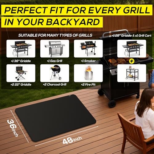 FLASLD Under BBQ Mat, 36x48 inches Large Under Grill Mats for Outdoor Grill, Double-Sided Fireproof Protective Mat, Oilproof Waterproof BBQ Fire Pit Fireplace Mat - Image 4