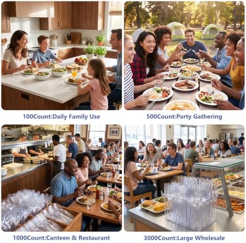 SACATR 360 Count Clear Plastic Silverware Heavy Duty -180 Forks, 180 Spoons - Image 7
