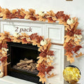 4 Pack Fall Garland with Lights-Total 24Ft Autumn Leaves Garland for Mantle Fireplace-Brown Fall Decor for Front Door with Pumpkins Indoor Maple for Stairs Porch Thanksgiving Decorations by Cherica