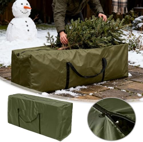 Patio Waterproof Extra Large Protective Zippered Outdoor Cushion Furniture Storage Bag with Handles, Waterproof Heavy Duty 210D Oxford Fabric, Christmas Tree Storage Bag (Green_C) - Image 6