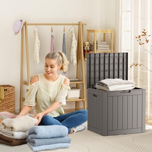 DRATO 35 Gallon Outdoor Storage Box Waterproof, Lockable Resin Deck Box for Patio Furniture, Pool Supplies & Garden Tools, Weatherproof Outside Storage Bin for Backyard Porch (Grey, 35 Gallon) - Image 5