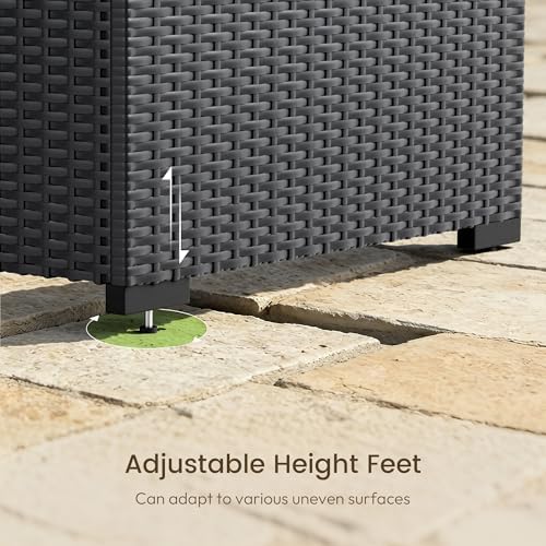 Patio Furniture Set - All-Weather - 7 Piece Patio Outdoor Conversation Set, Modular Wicker Rattan Sectional Sofa for Backyard, Garden, Poolside, Balcony, Porch, Patio,Black/Light Gray - Image 5