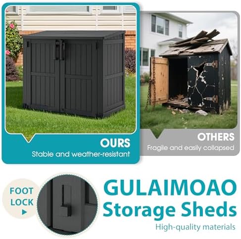 Horizontal Storage Shed 36 Cu Ft with Lockable Doors, Portable Outdoor Storage Shed -Waterproof Outdoor Storage Cabinet for Garden, Easy to Assemble - Image 3