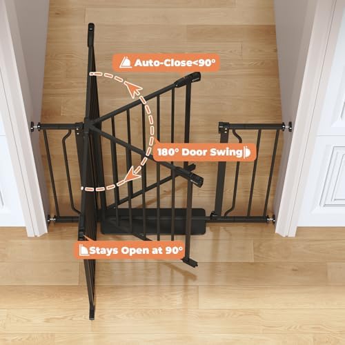 34" Tall Baby Gate No Drilling, Auto Close Dog Gate Indoor, Black - Image 4