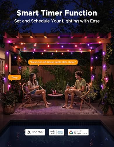 Govee S14 Bulb Outdoor String Lights 2, 96ft RGBICWW, 30 LED Bulbs, IP66 (Pack of 2) - Image 5