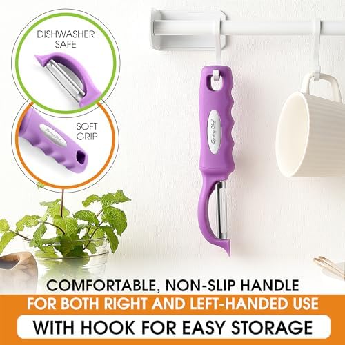 Spring Chef Swivel Vegetable Peeler for Kitchen w/Ergonomic Handle, Orchid - Image 3