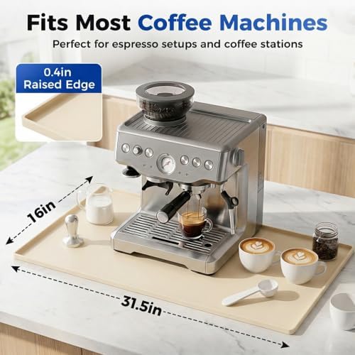 Golener Coffee Bar Mat, Silicone Coffee Mat with Raised Edges, 31.5"x16" - Image 2