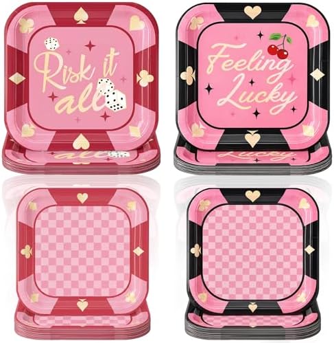 Pickmesh 100 Pcs Lucky in Love Casino Theme Bachelorette Paper Plates by Pickmesh