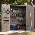 UPPATIO 61 Cu.Ft Outdoor Storage Shed,Vertical Resin Sheds with Shelf,Brown by UDPATIO