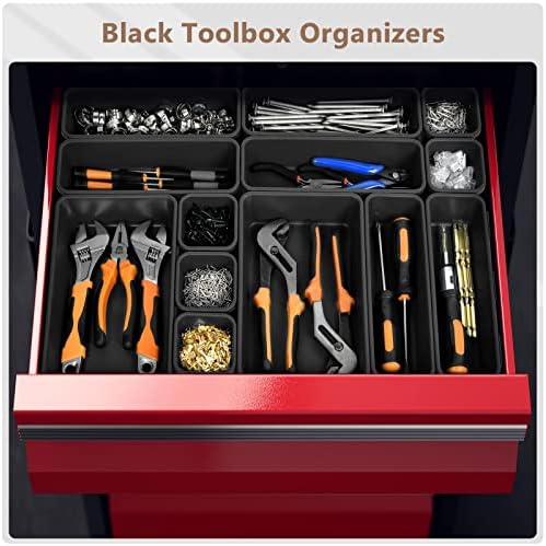 【】【5 Size】A-LUGEI Tool Box Organizer Tray Divider Set, 【Black】 Desk Drawer Organizer, Garage Organization and Storage Toolbox Accessories Rolling Tool Chest Cart Cabinet WorkBench Small Part - Image 5