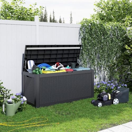 Deck Box 170 Gal Waterproof Outdoor Storage Patio Organizer Black - Image 6