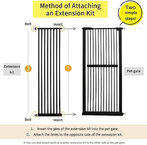 Lumizone 61.02" Extra Tall Pet Gate Extension Kit 16.73" Wide Black - Image 3
