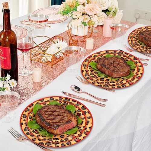 180pcs Red Cheetah Print Plates and Napkins Party Supplies,Serves 60 - Image 6