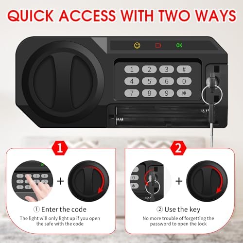 3.4 Cuft Large Safes for Home Use Fire and Water Proof, Anti-Theft Digital Security Safe Box with Electronic Keypad and Key, Fire Proof Safe for Home Documents Firearm Medicine Money Valuables - Image 5