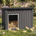 Chicken Coop with Hydraulic Air Rod, Resin Duck Coop with Elevated Floor and Air Vents, Duck House, Backyard Poultry Pet Shelter with Weatherproof Openable Roof, for Chicken, Ducks, Black by KFY