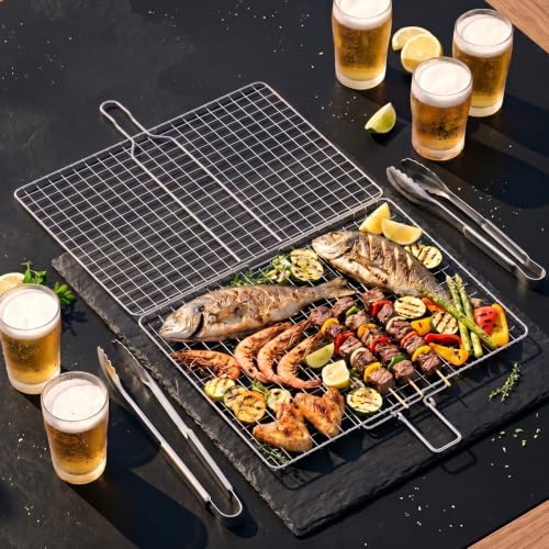 ORDORA Shallow Grill Basket, Fish Grill Basket, Rustproof Stainless Steel BBQ Folding Portable Grilling Rack for Meat, Steak,Vegetables, Grill Accessories - Image 7