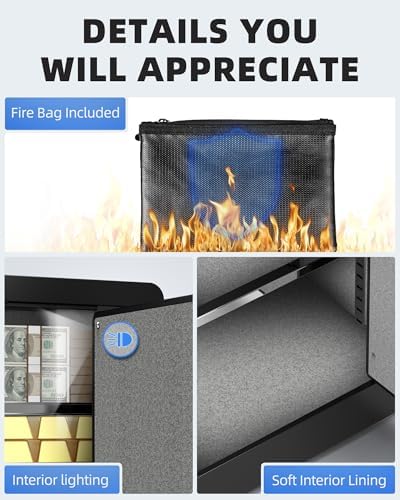 DAYI Safe Box, 0.8 Cu. Ft. Home Safes with Fireproof Bag for Valuables Docs - Image 5