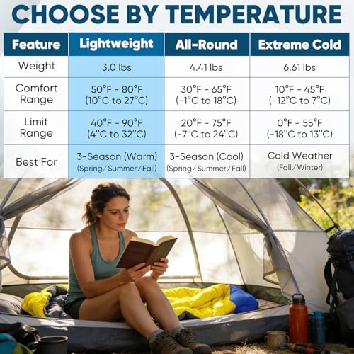 PTEROMY Sleeping Bags for Adults, Lightweight and Machine Washable, Water Resistant Backpacking Camping Sleeping Bag for Warm Cold Weather, Camping Essentials for Hiking Travel - Image 7